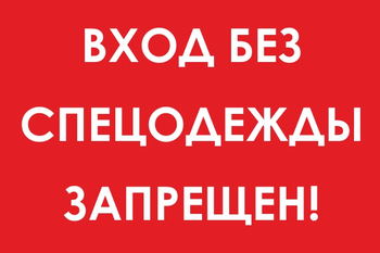 И39 Вход без спецодежды запрещен! (пластик, 300х400 мм) - Знаки безопасности - Знаки и таблички для строительных площадок - Магазин охраны труда ИЗО Стиль